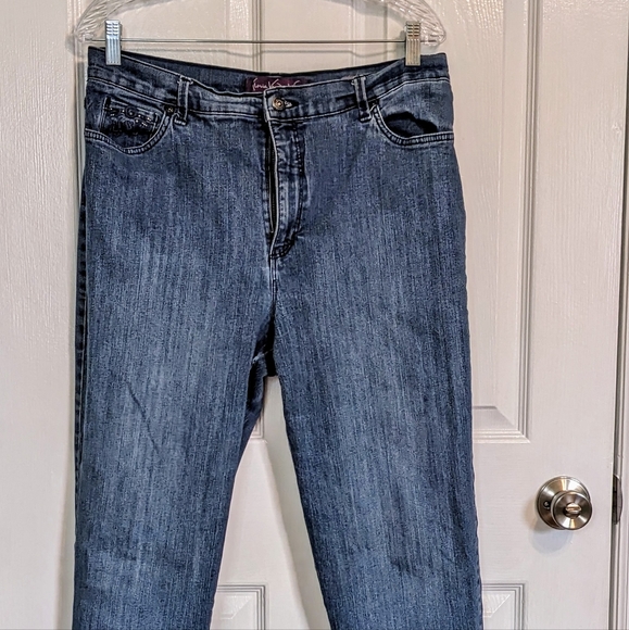 Gloria Vanderbilt Amanda Straight Leg Blue Demin Jeans Size 14 Missy - Picture 6 of 12